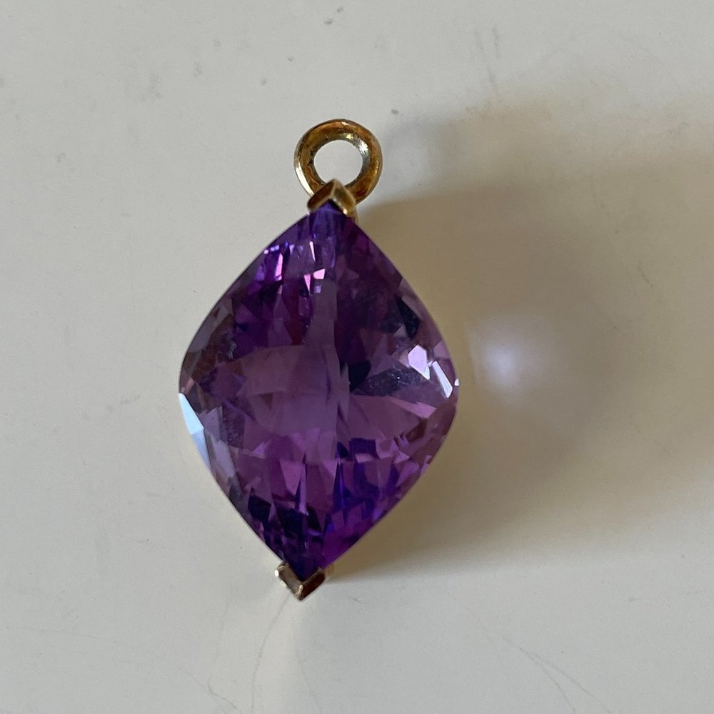 Vintage 5 CARAT MARQUIS AMETHYST PENDANT 14K GOLD